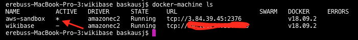 Docker machine listing