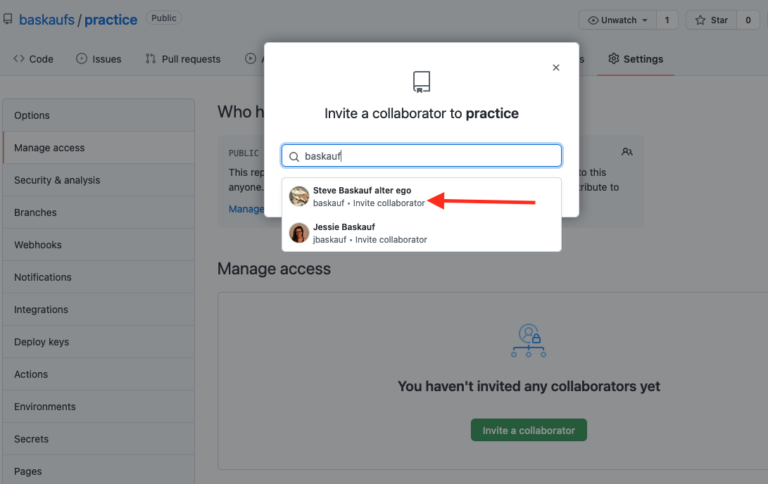 select collaborator dialog