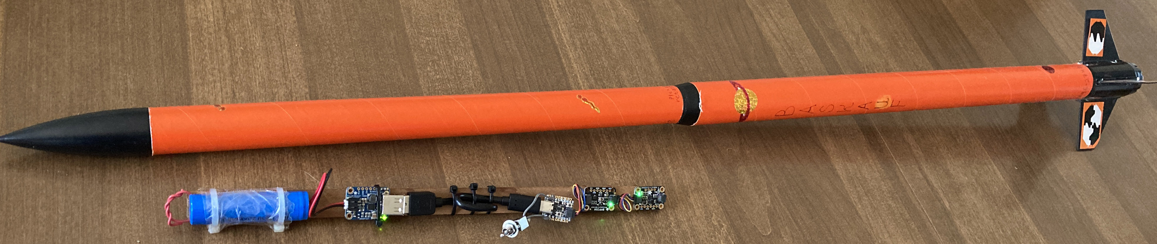 model rocket with microcontroller and sensors