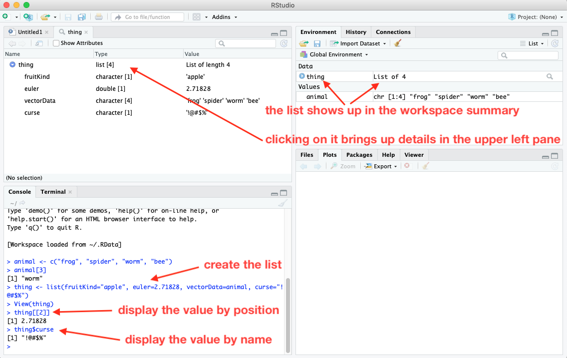 creating a list in R